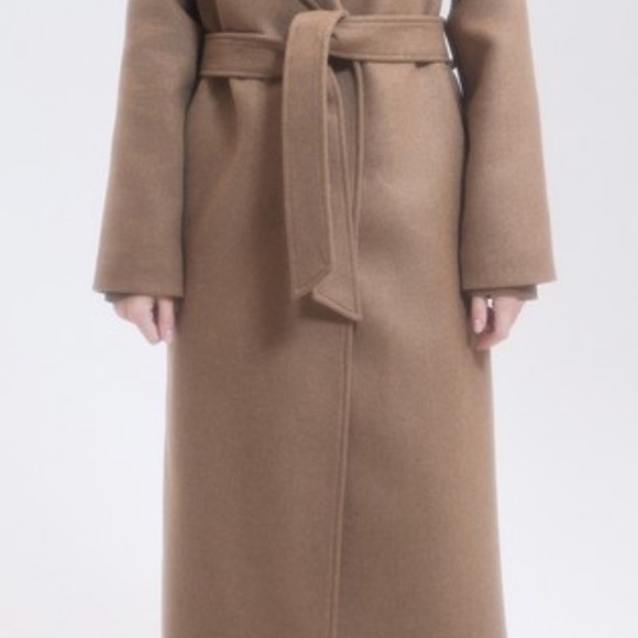 Women's Belted Wool Coat (80% wool) size L-XL, color Caramel - Picture 6 of 13